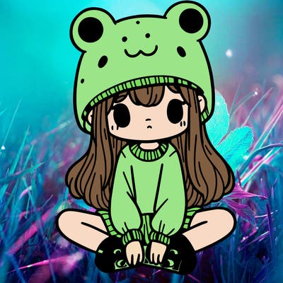 a girl wearing a frog hat and some frog socks