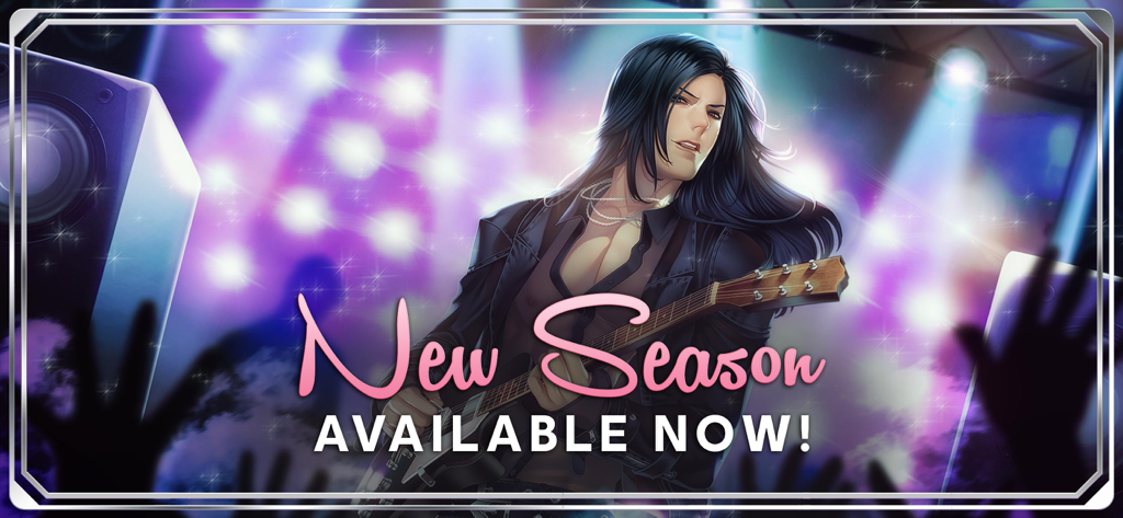 Colin the rock star playing guitar on stage with New Season Available Now text overlay