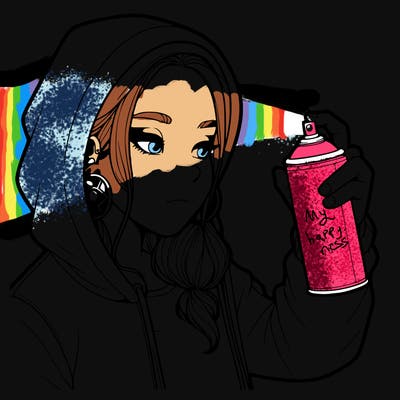 a realistic girl, spray painting