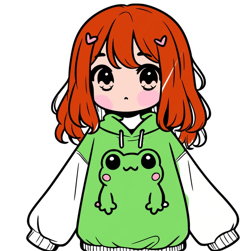 girl wearing frogging sweatshirt
