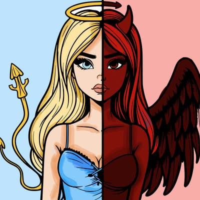 devil vs angel realistic girl