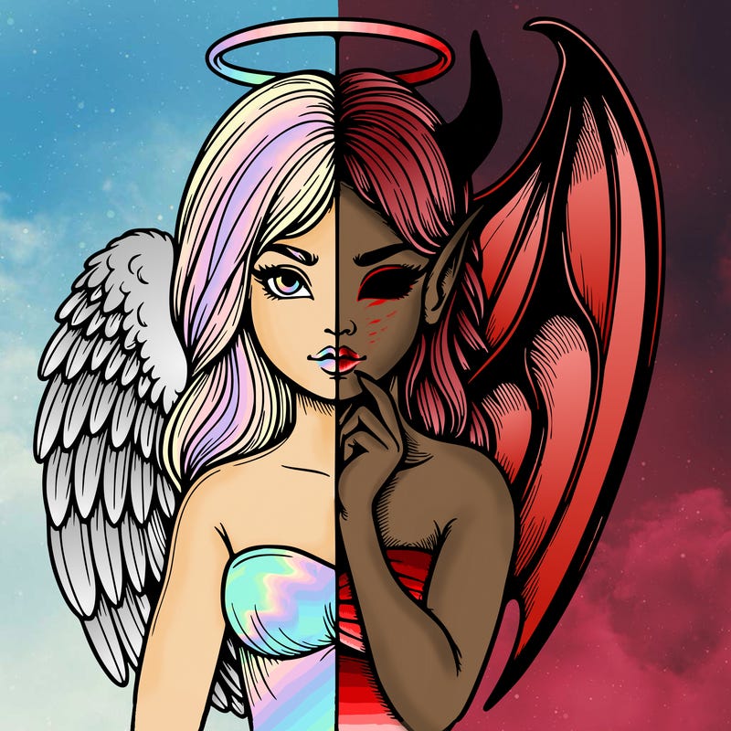 realistic angel half demon