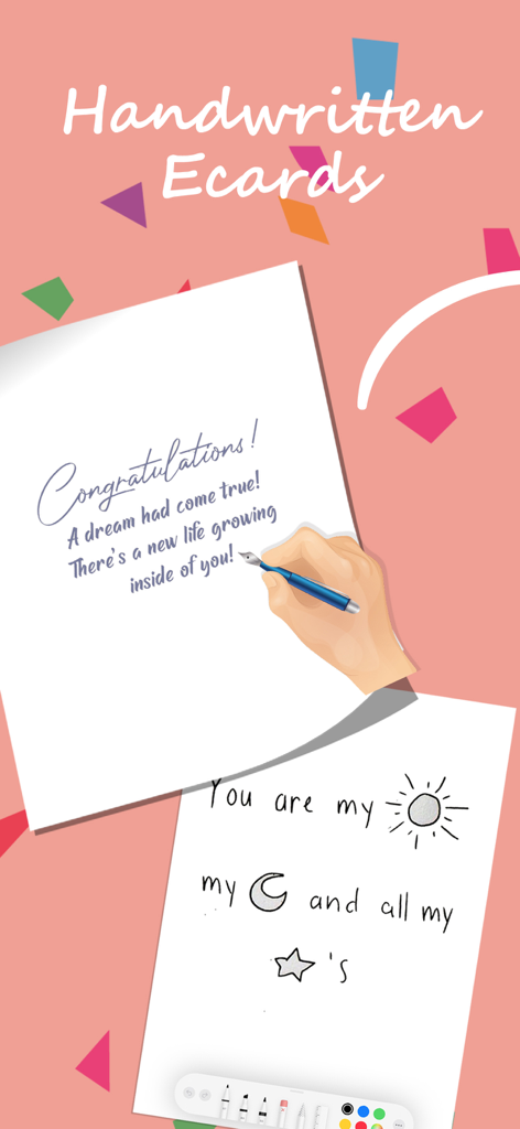 Pencil Greeting:Invites&eCards - Digital interface showing handwritten ecards and creative drawing tools for personalized greetings