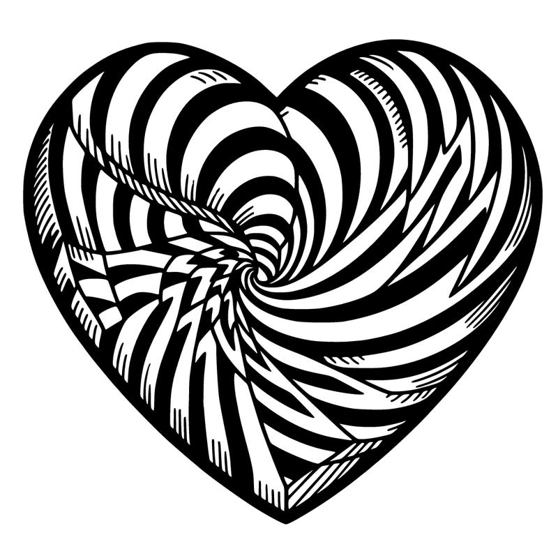heart with optical illusions