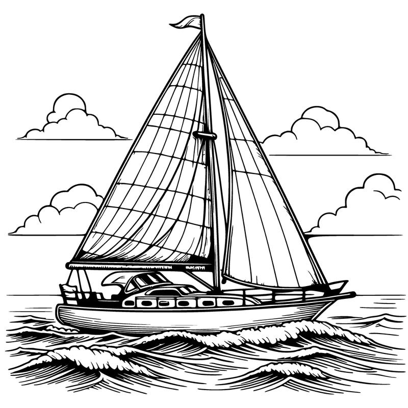 a sailboat sailing in the ocean, realistic style