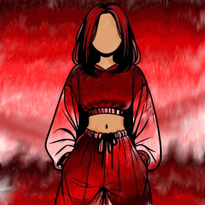 realistic girl faceless with baggy pants and a crop top