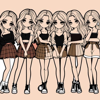 a group of girls realistic