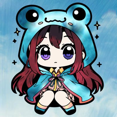 chibi girl with frog hoodie