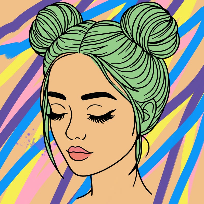 woman with hair buns