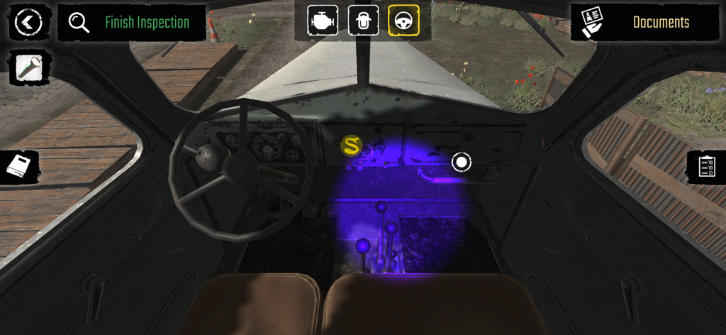 Contraband Police Mobile - Border guard using UV flashlight to find hidden items inside a car