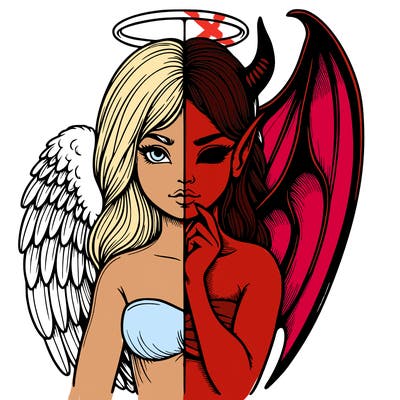 realistic angel half demon