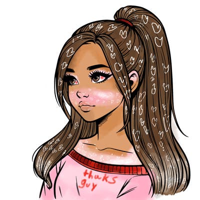 realistic girl with a high ponytail