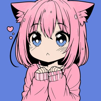 shy anime catgirl