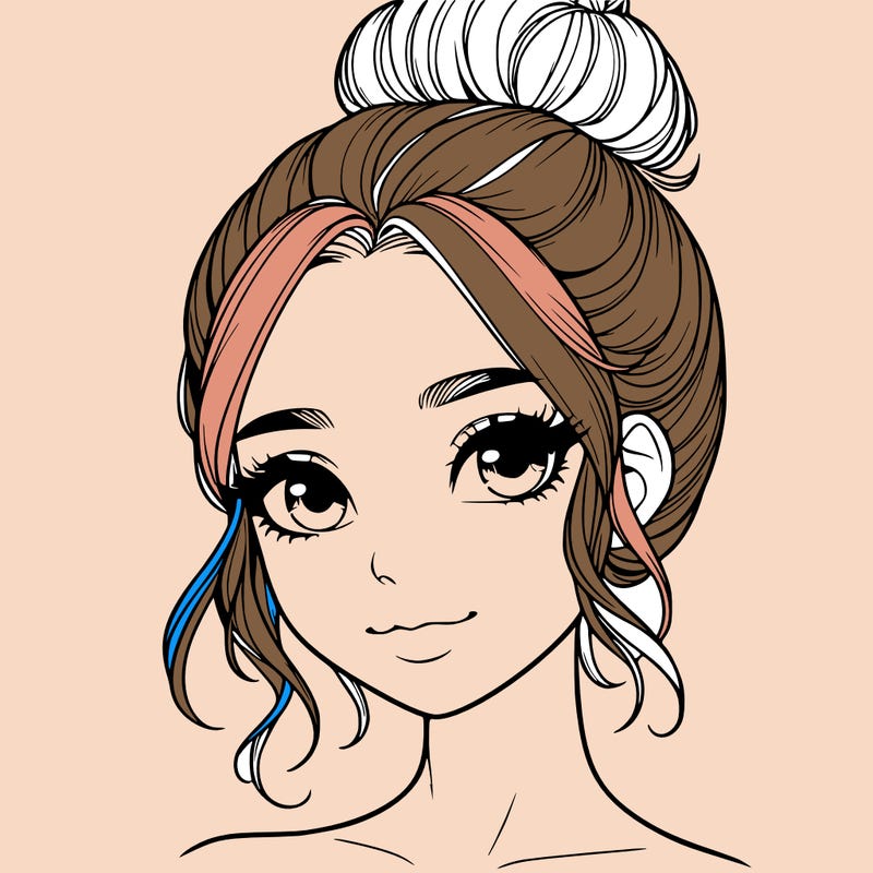 realistic pretty girl with hair in bun
