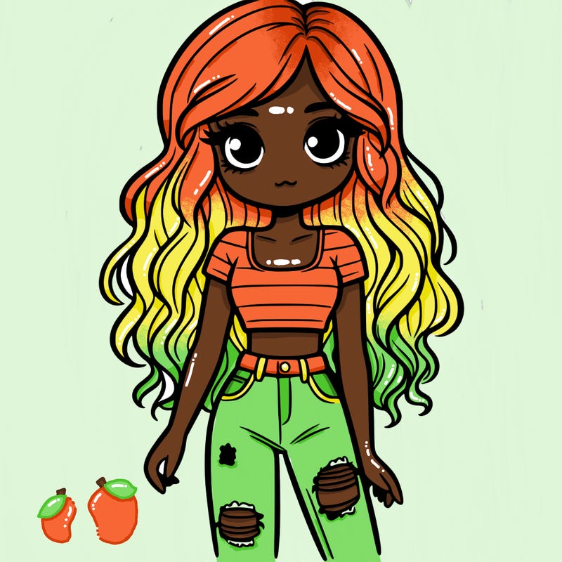 a girl with long wavy hair and has a crop top and ripped jeans on