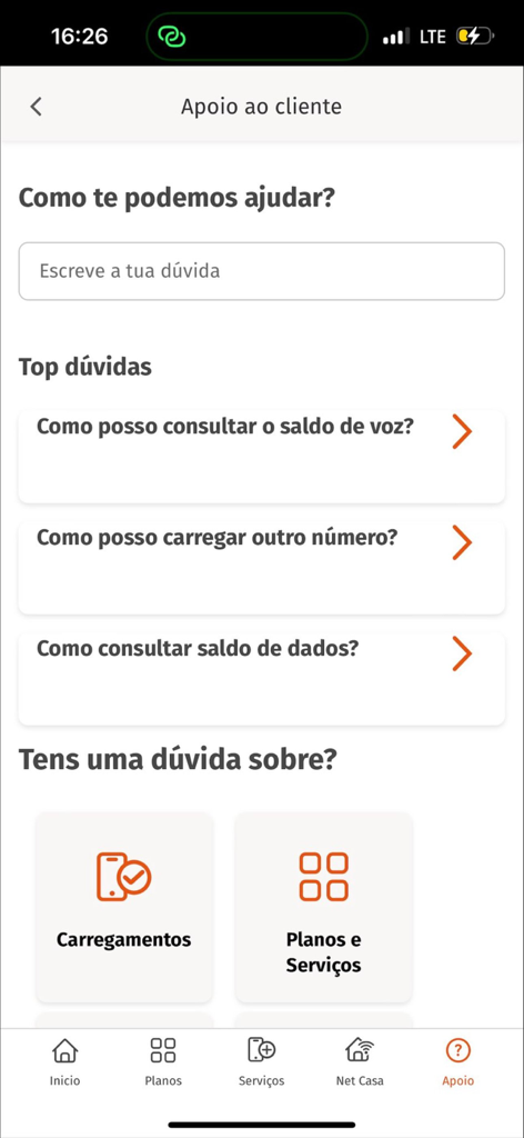 MyUnitel - MyUnitel app customer support interface showing frequently asked questions and search bar