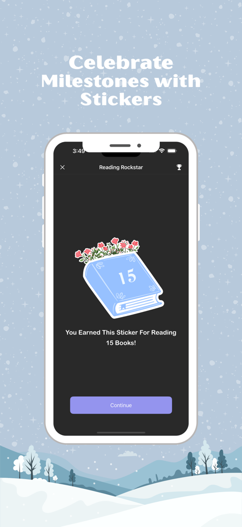 A Reading Rockstar digital sticker reward for reading 15 books in the TBR Bookshelf app.