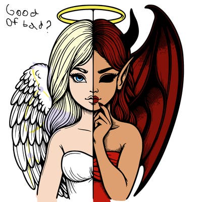 realistic angel half demon