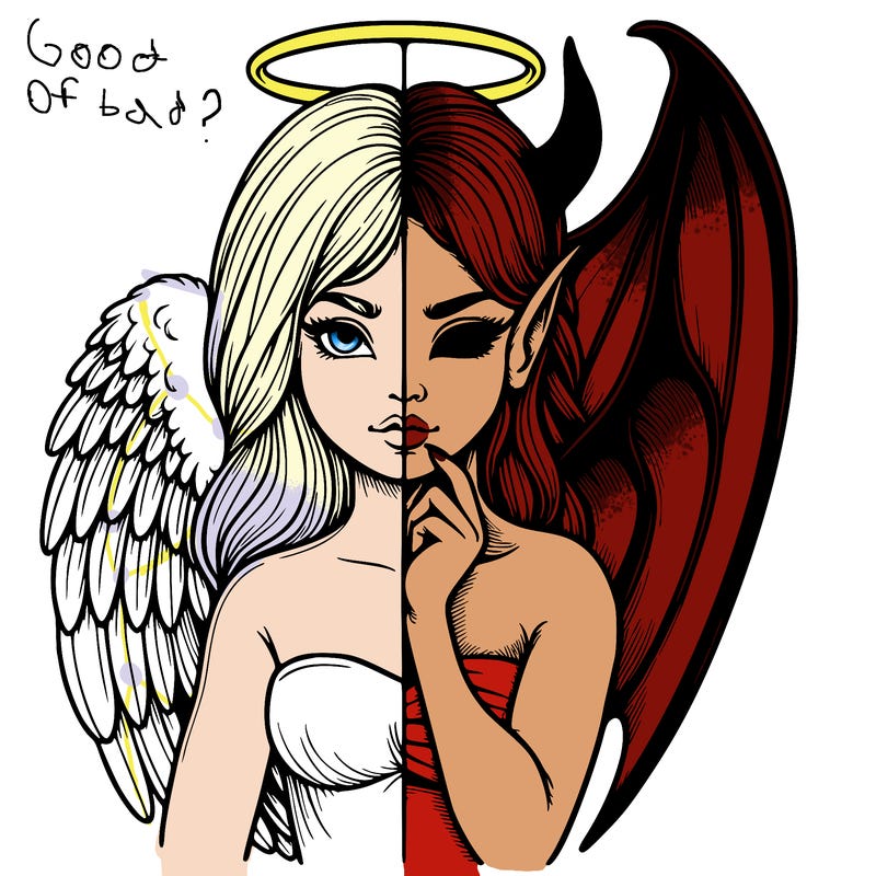 realistic angel half demon