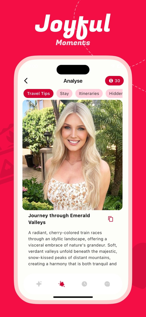 Buloo - Buloo app interface displaying AI-generated narrative text for a travel photo