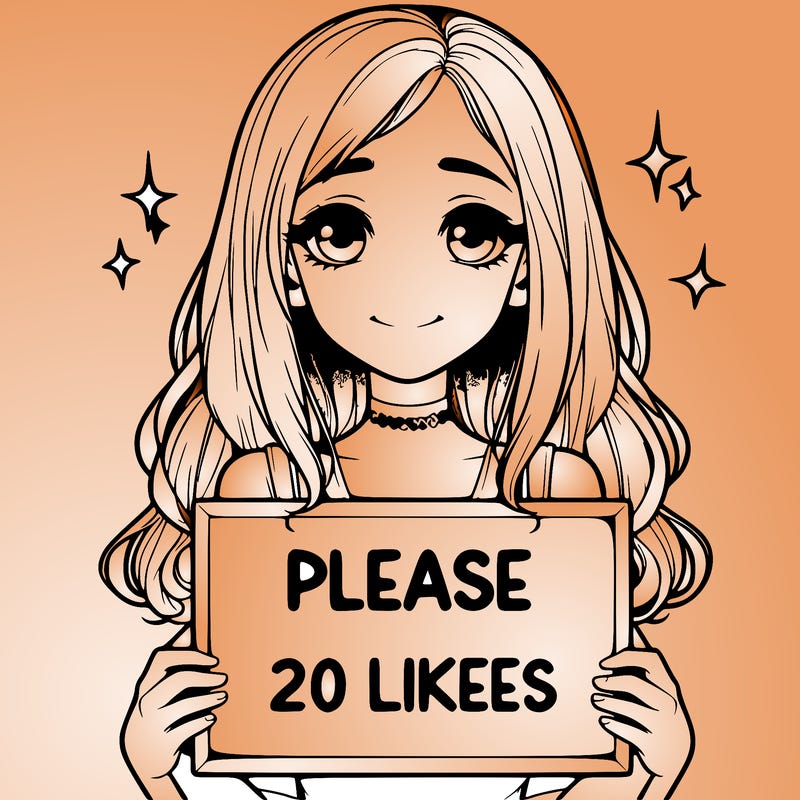 realistic girl holding a sign that says please 20 likes