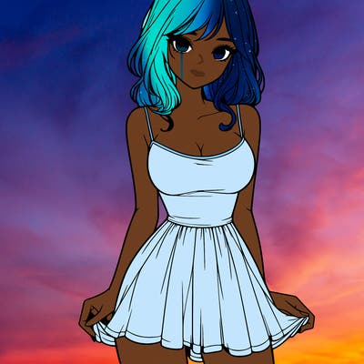 realistic girl in short dress