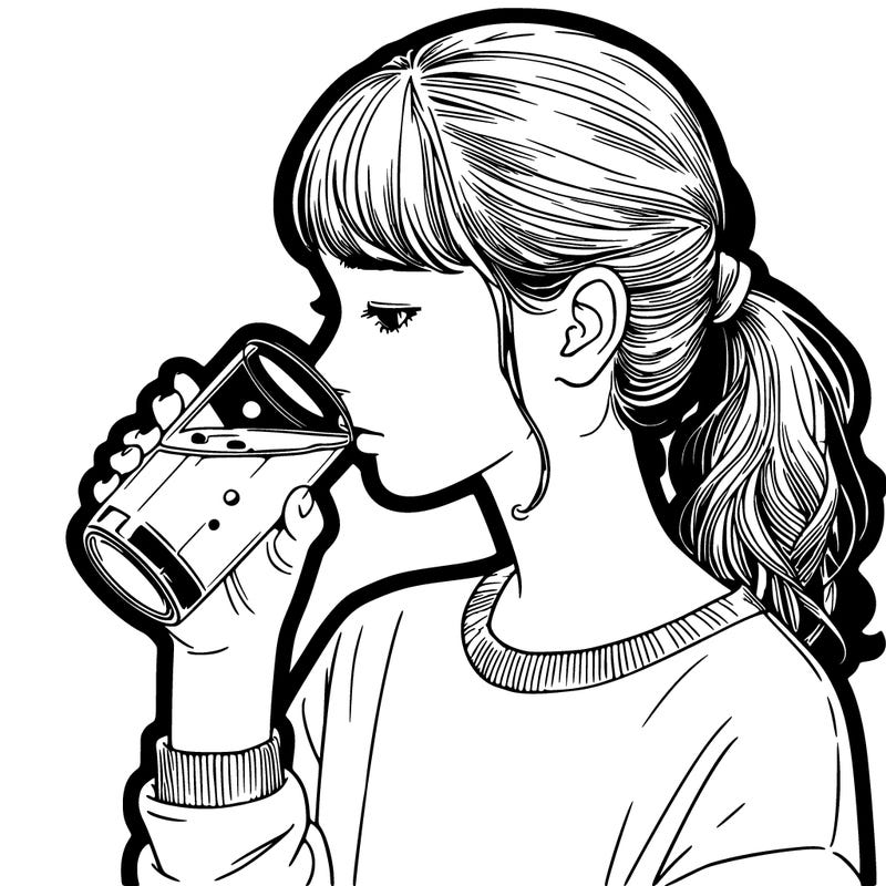 realistic girl drinking