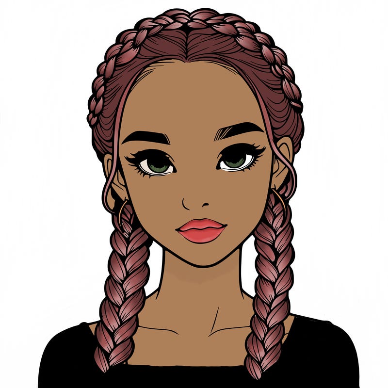 realistic girl with braids