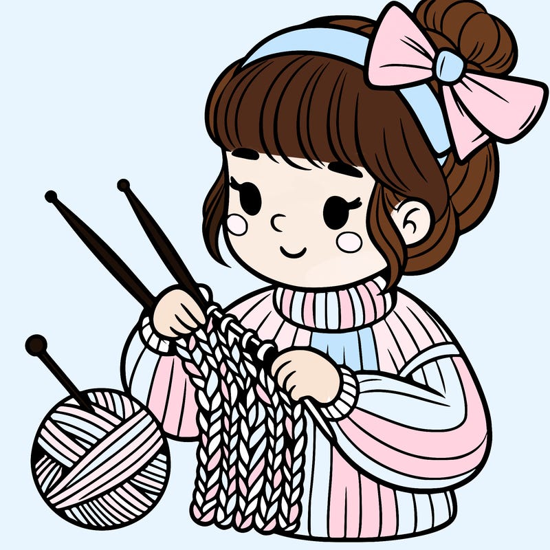 kniting young girl