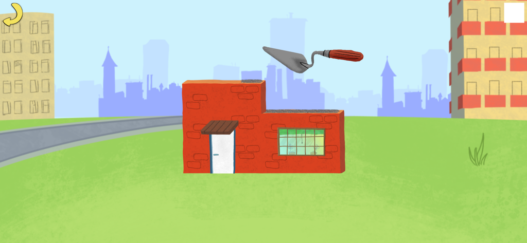 Beep beep Alfie Atkins - Kids - A small brick house being built with a construction tool in the Alfie Atkins world.