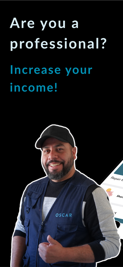 Oscar Professional - ブランドのベストを着て親指を立てている笑顔のプロフェッショナルサービス提供者