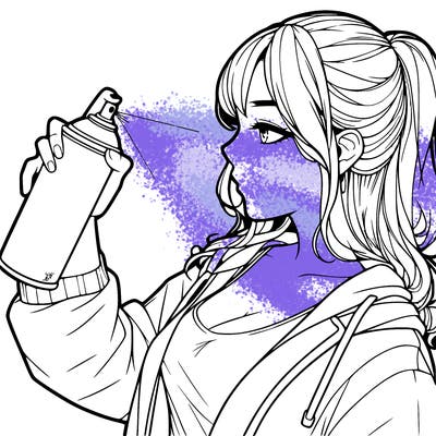 a realistic girl spray, painting