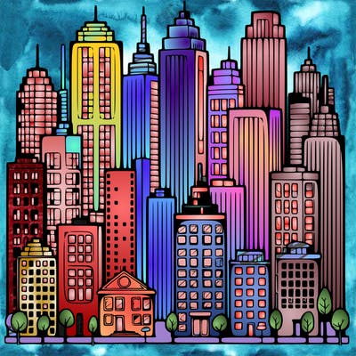 a city with skyscrapers