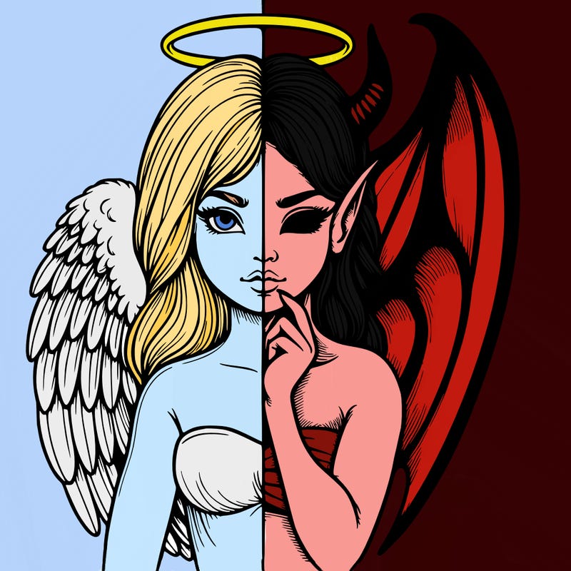 realistic angel half demon