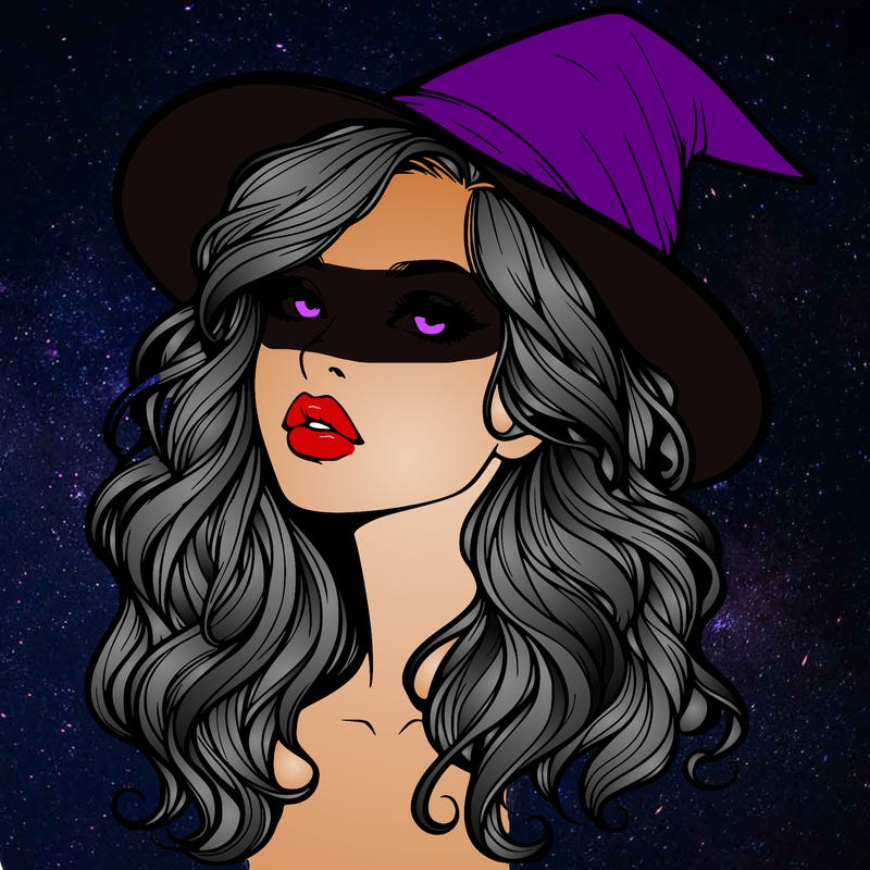 realistic witch girl with wavy hair and lips