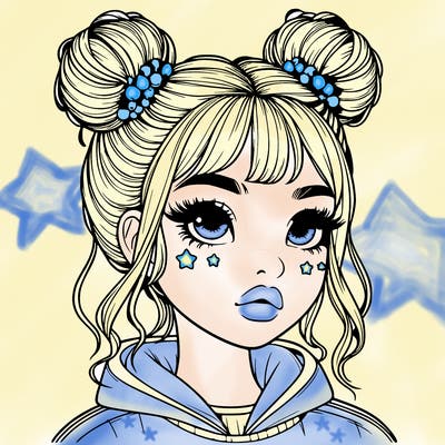 realistic girl with space buns