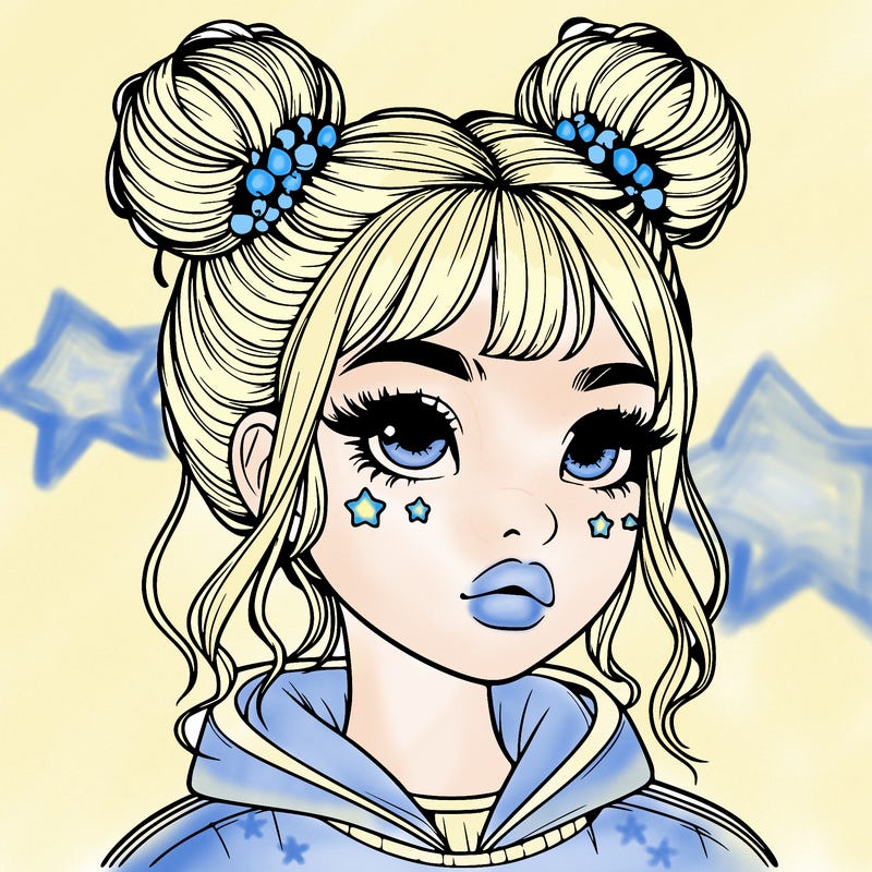 realistic girl with space buns