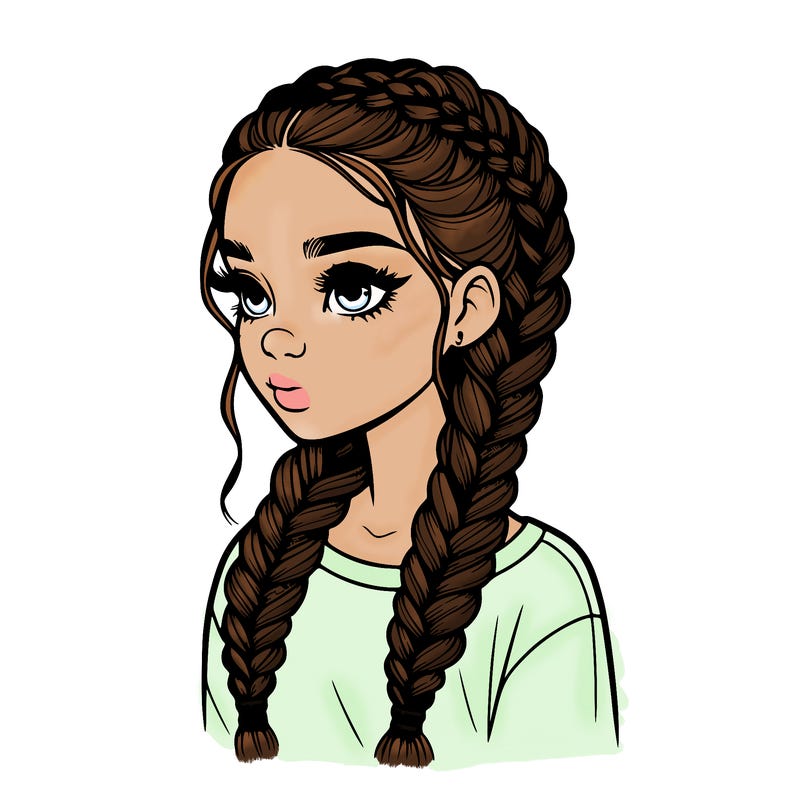 realistic girl with braids