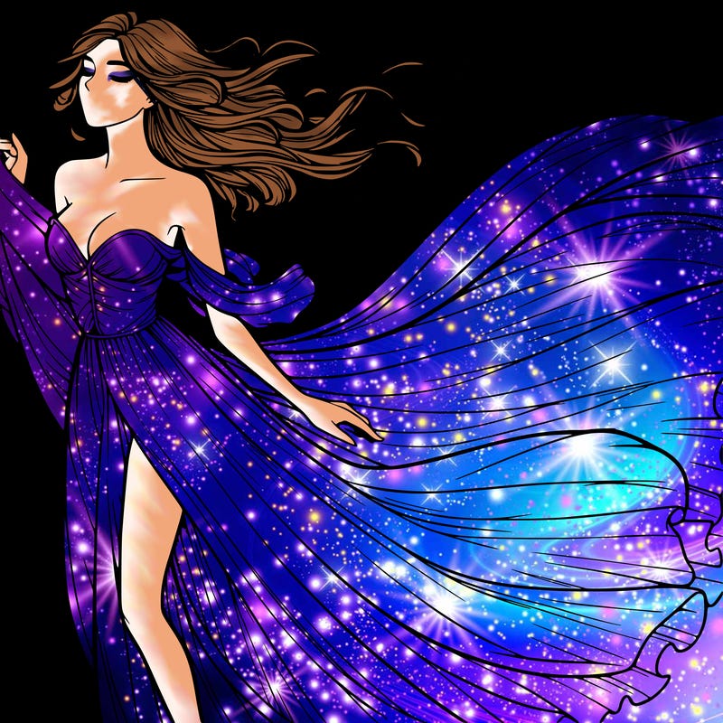 realistic woman in dress flowing the the wind