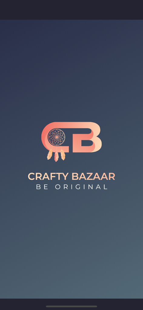 Crafty Bazaar - Crafty Bazaar app splash screen showing the CB logo with a dreamcatcher and the slogan Be Original