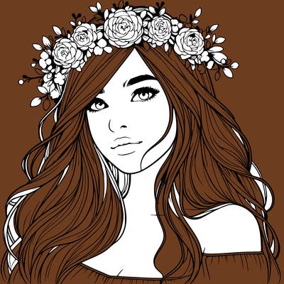 realistic girl with flower crown