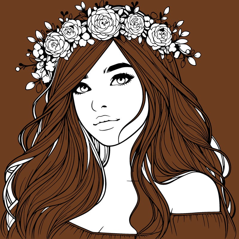 realistic girl with flower crown