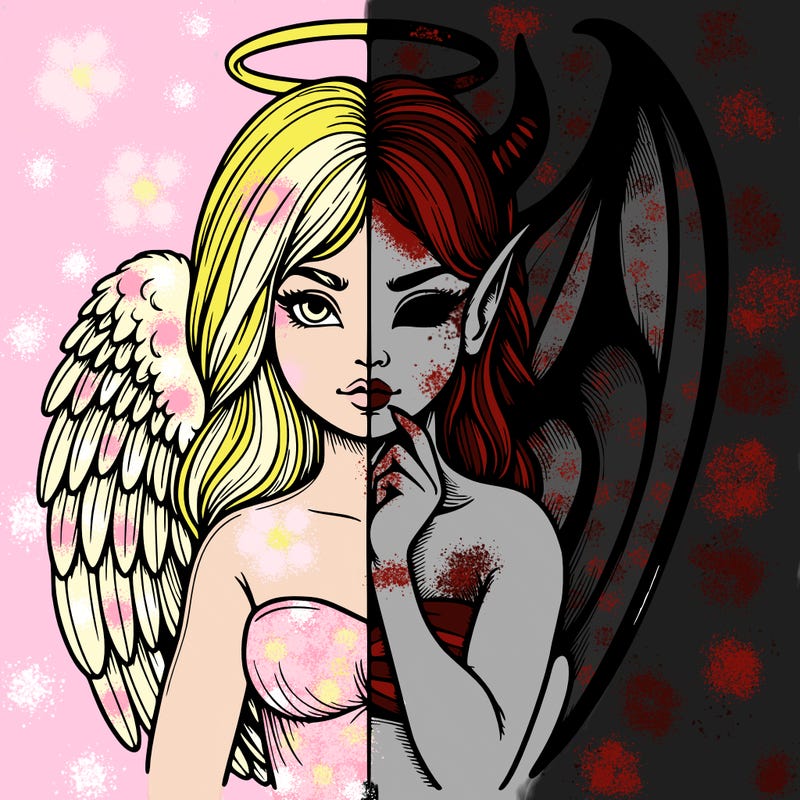 realistic angel half demon