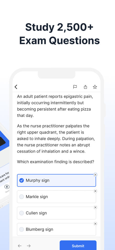 FNP Exam Mastery | Prep 2026 - FNP Exam Mastery app interface showing a nurse practitioner certification practice question