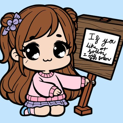 cute girl with sighn