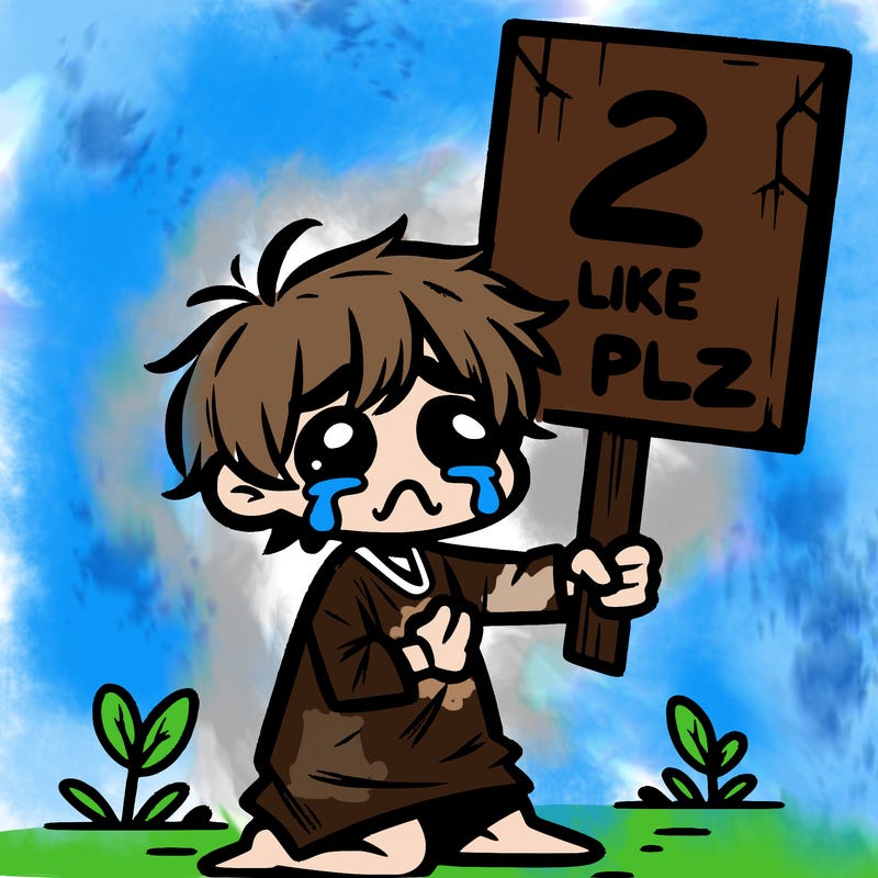 small poor toddler crying with sign that says 2 like plz