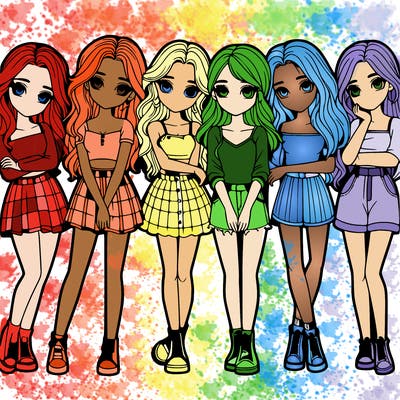 a group of girls realistic