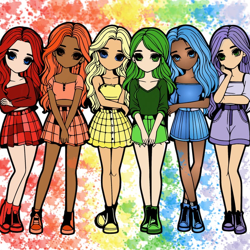 a group of girls realistic