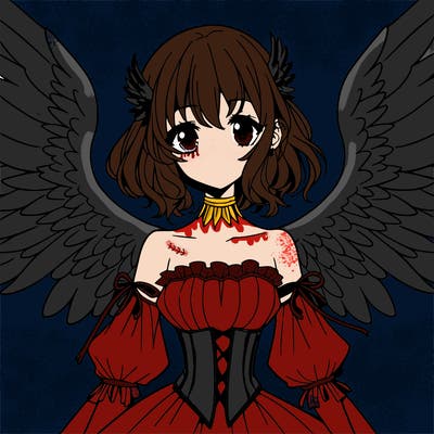 manga woman with large wings