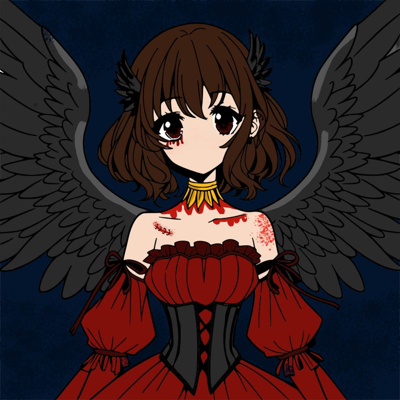 manga woman with large wings